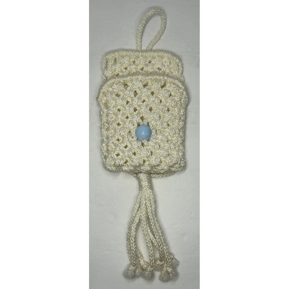 Macrame With Pocket Decor Wall Hanging Plant Holder Vintage Handmade Crochet‎